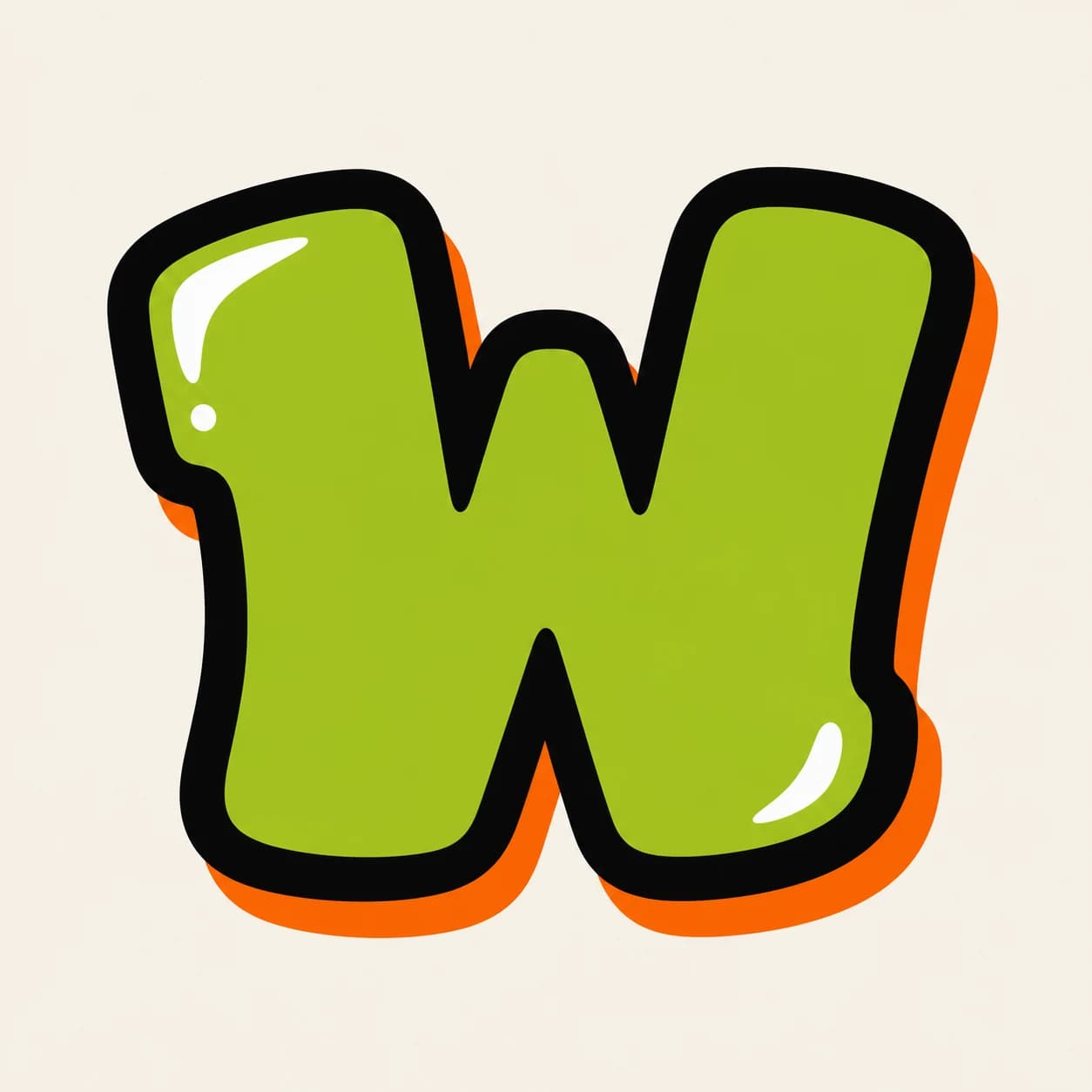 Uppercase graffiti letter W reference