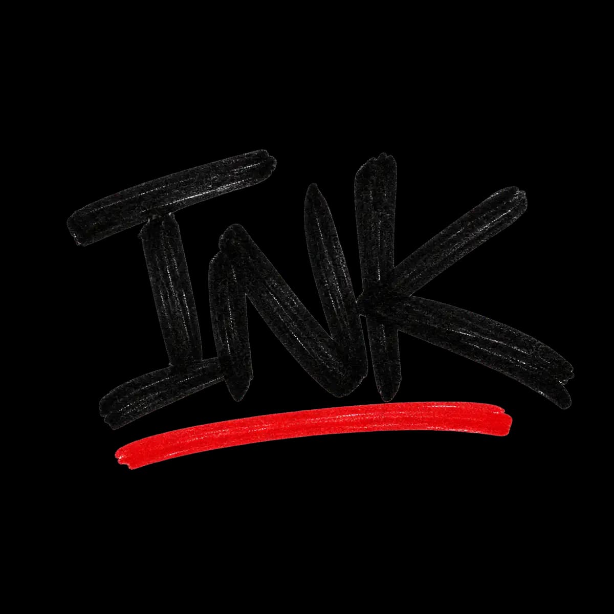 Black INK handstyle logo with a red underline