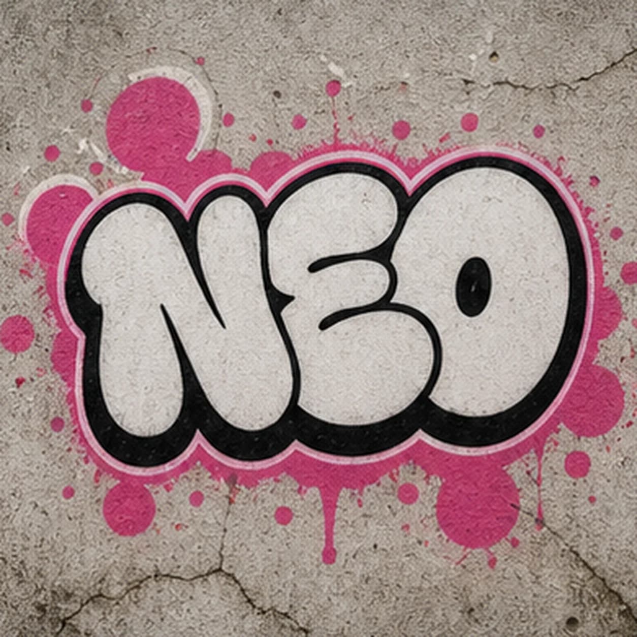 NEO neon graffiti tag on a dark wall