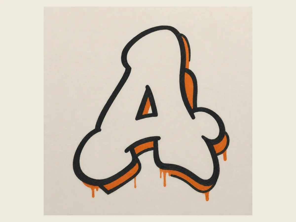Outline the graffiti letter A graffiti letter A drawing step