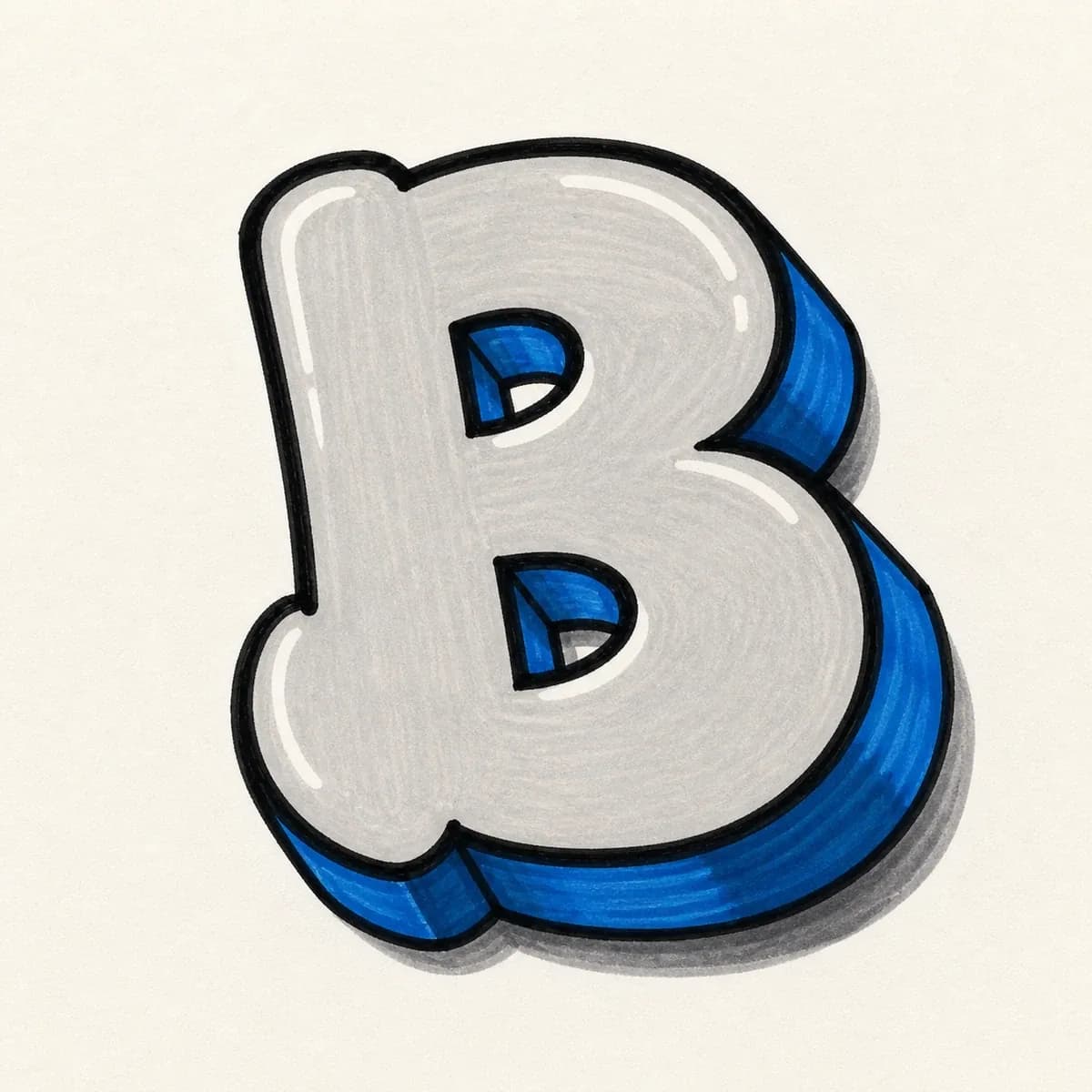 3D Graffiti Letter B graffiti style reference