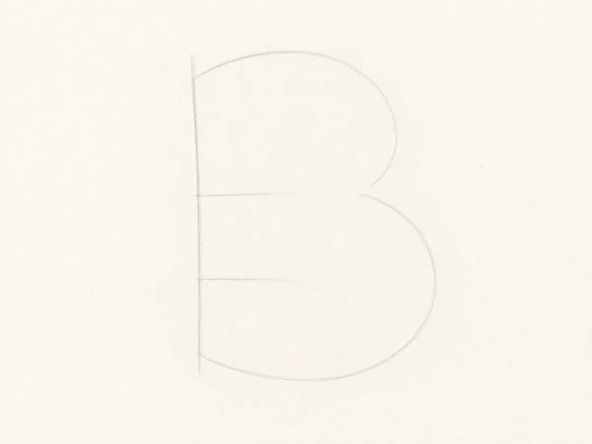 Sketch the graffiti letter B skeleton graffiti letter B drawing step