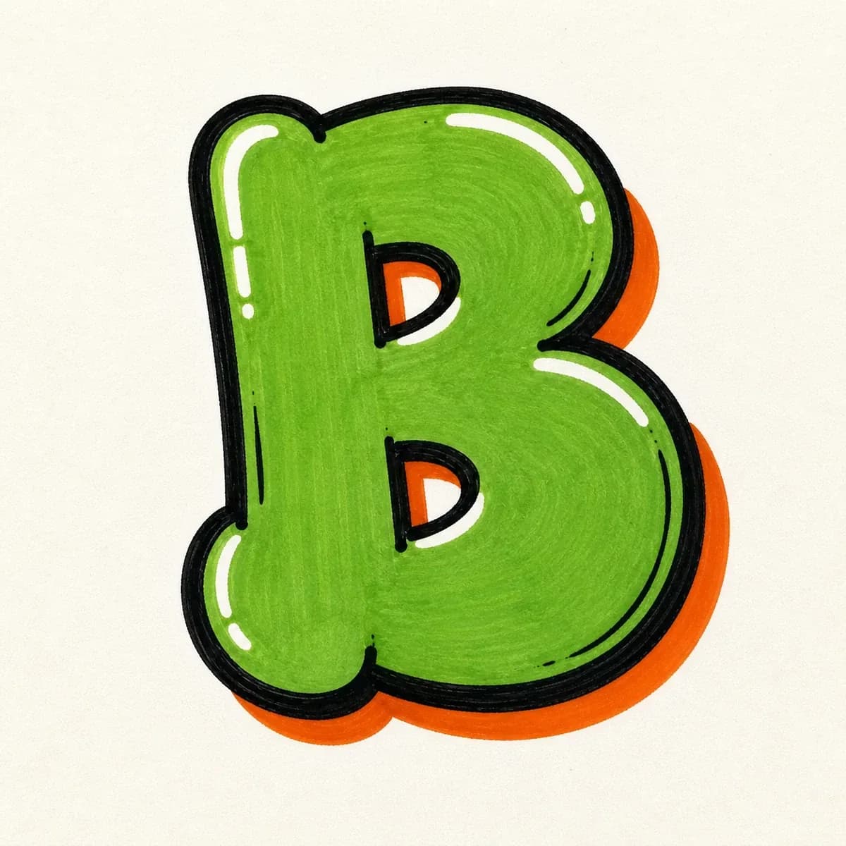 Uppercase graffiti letter B reference