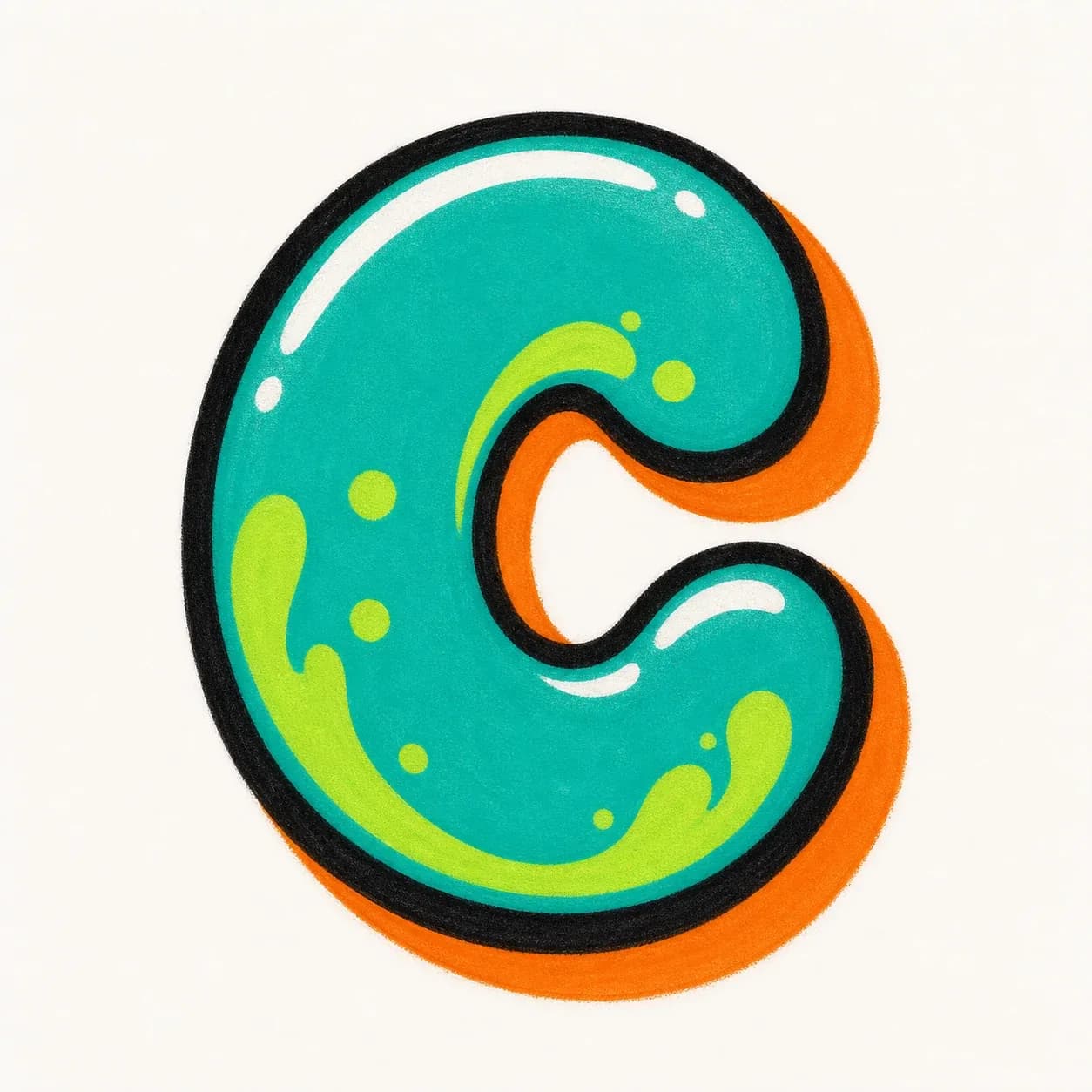 Bubble Graffiti Letter C graffiti style reference