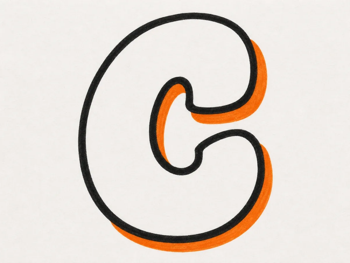 Outline the graffiti letter C graffiti letter C drawing step