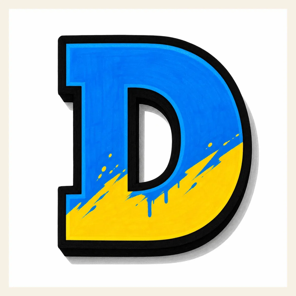 Block Graffiti Letter D graffiti style reference