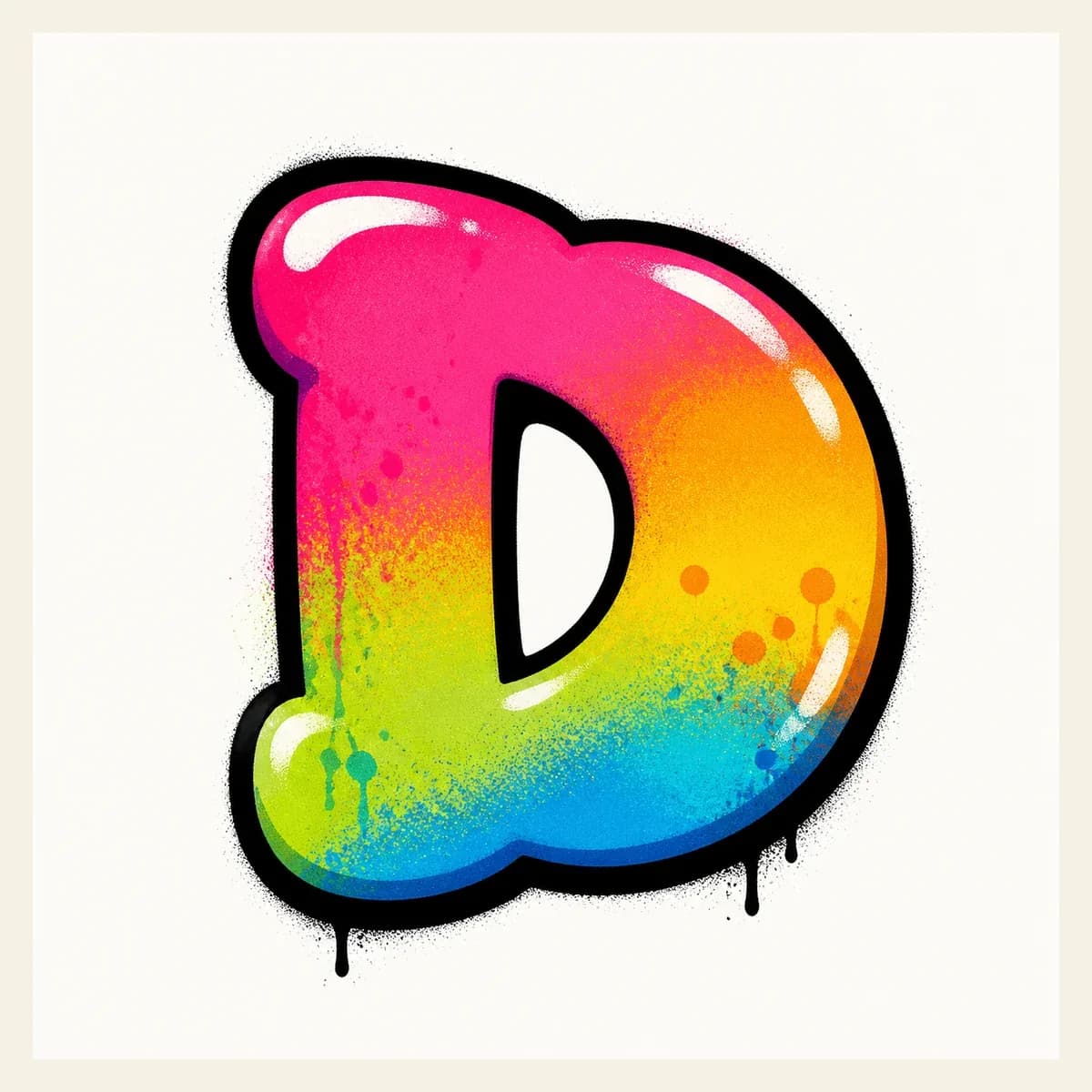 Bubble Graffiti Letter D graffiti style reference