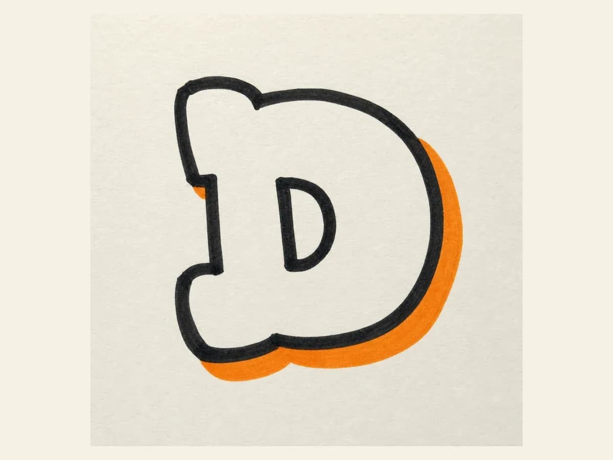 Outline the graffiti letter D graffiti letter D drawing step