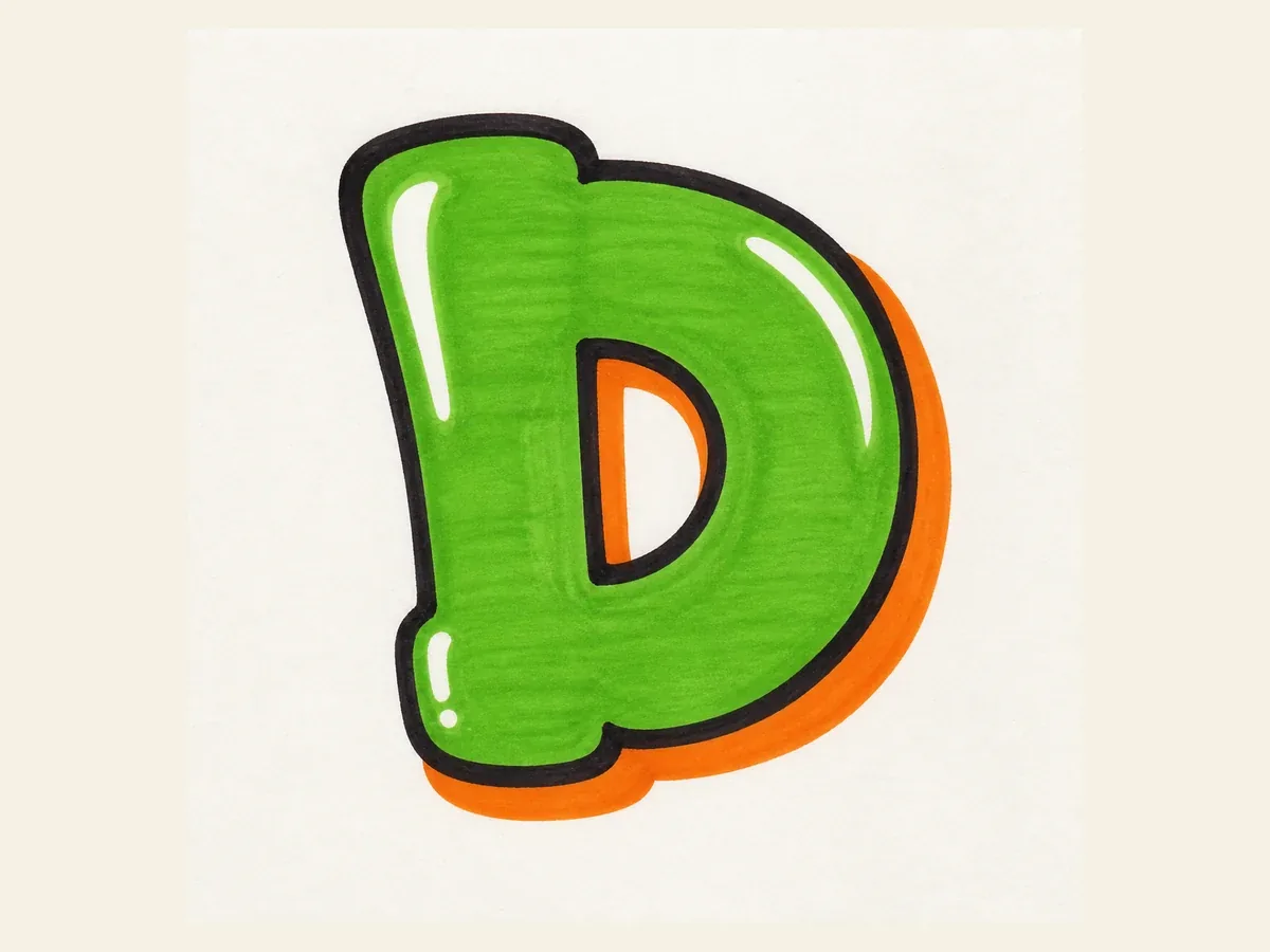 Finish the graffiti letter D graffiti letter D drawing step