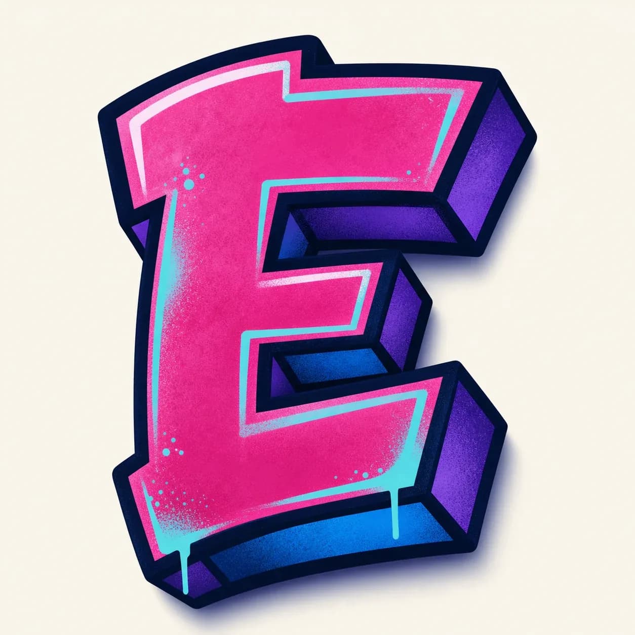 3D Graffiti Letter E graffiti style reference