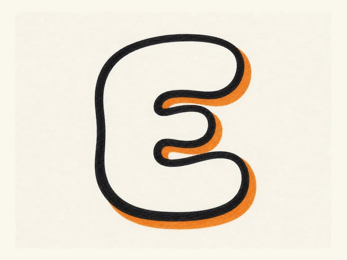 Outline the letter E drawing step