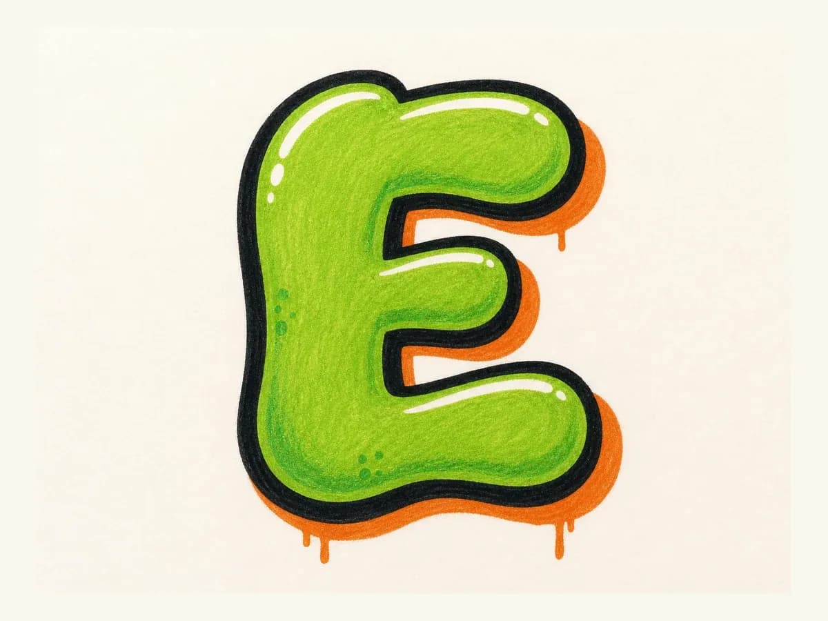 Finish the letter E drawing step