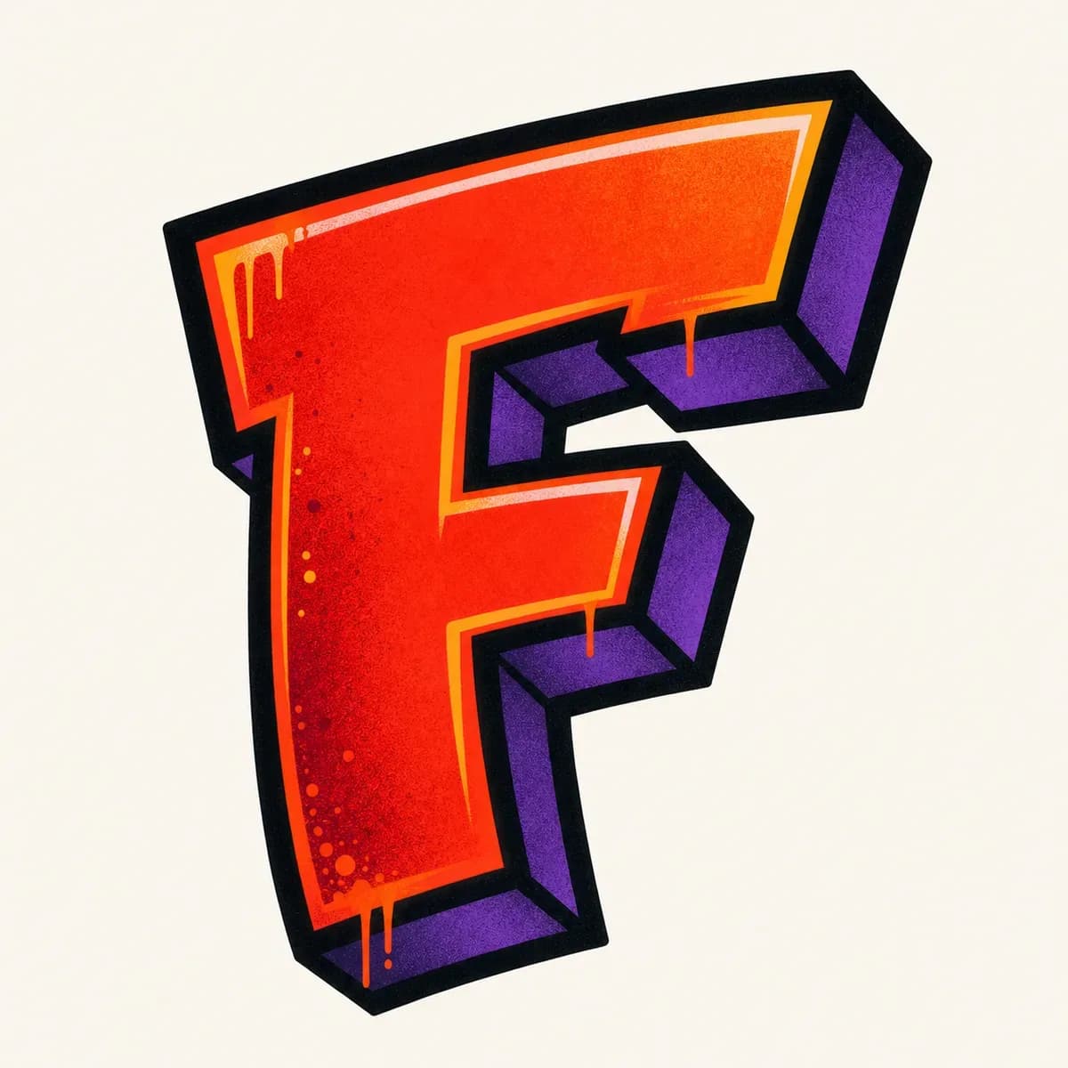 3D Graffiti Letter F graffiti style reference