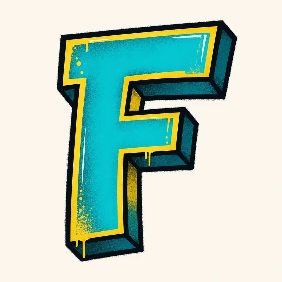 Block Graffiti Letter F graffiti style reference