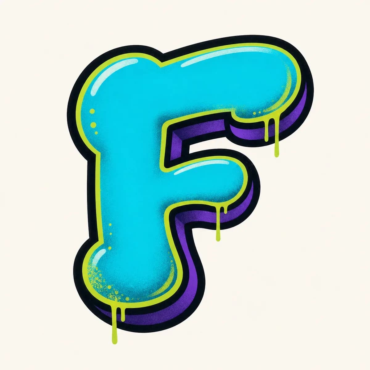 Bubble Graffiti Letter F graffiti style reference