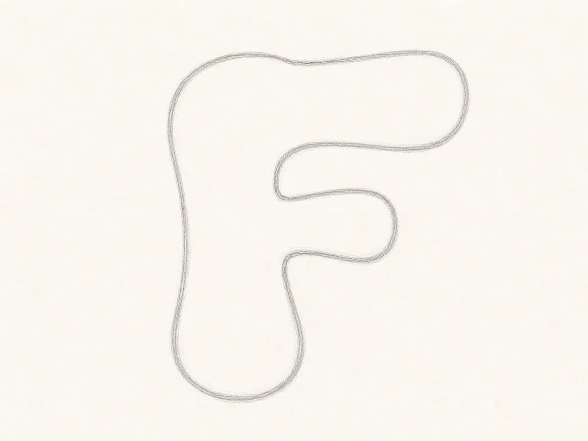 Thicken the graffiti letter F form drawing step