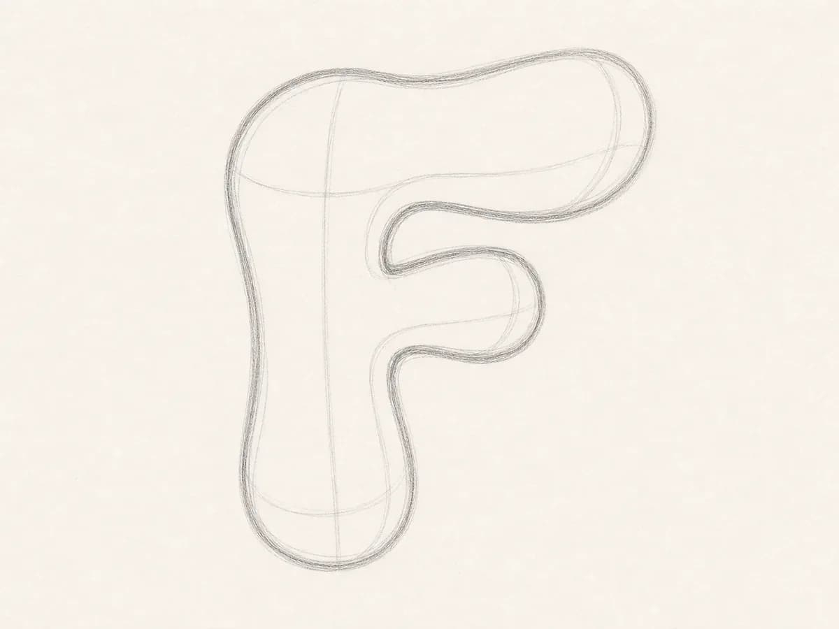 Set the graffiti letter F arm spacing drawing step