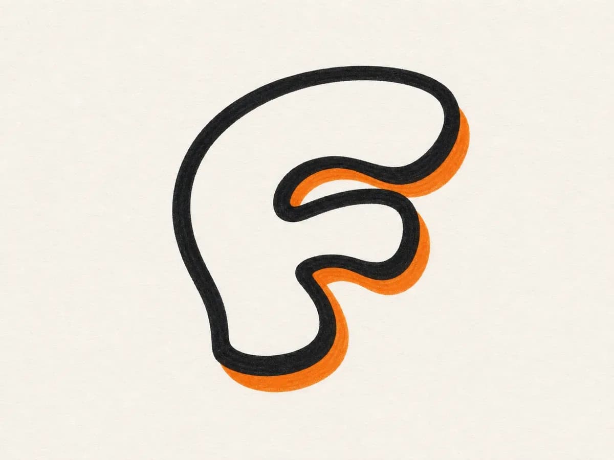 Outline the graffiti letter F drawing step