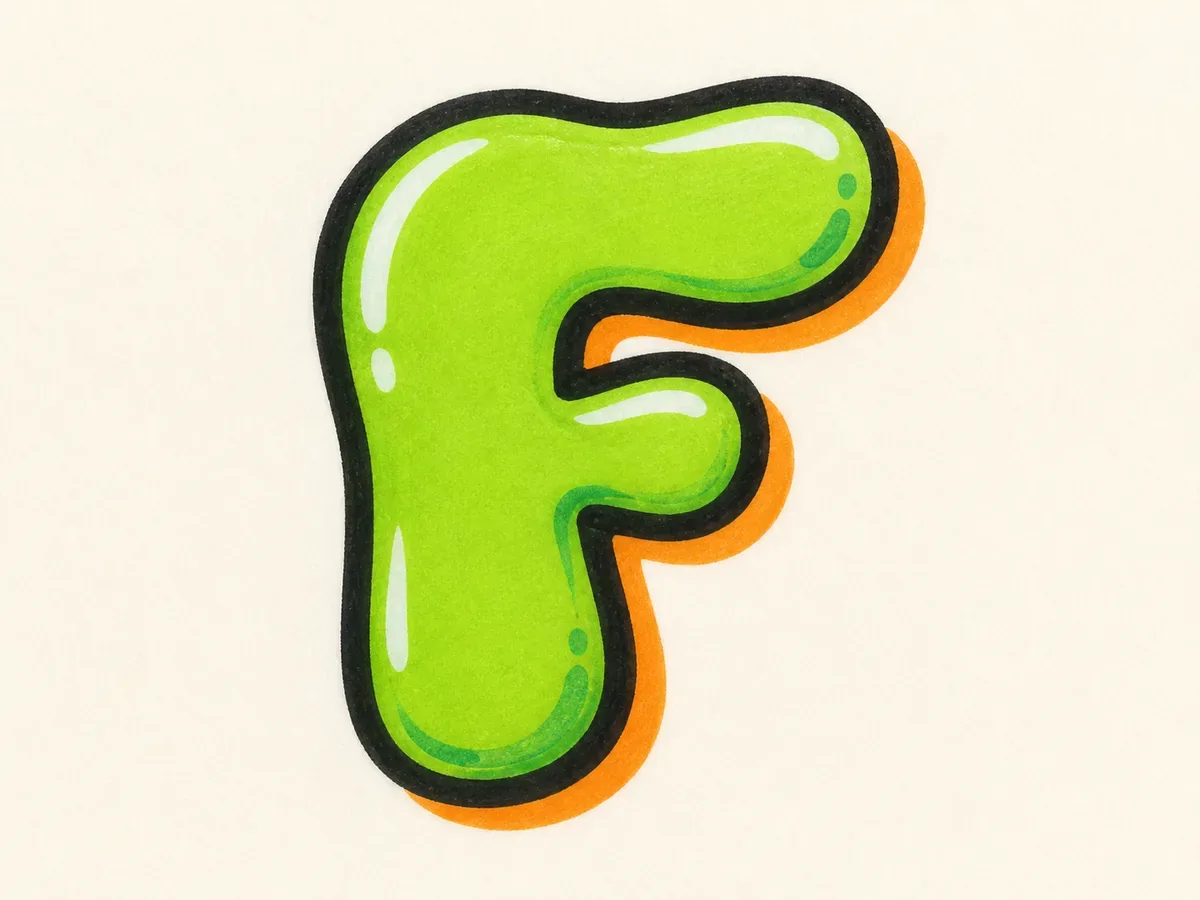 Finish the graffiti letter F drawing step