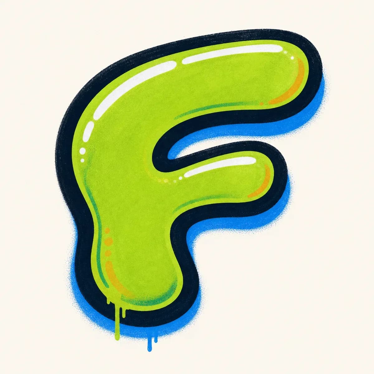 Throw-up Graffiti Letter F graffiti style reference