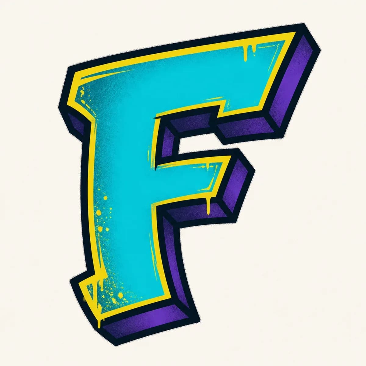 Uppercase graffiti letter F reference