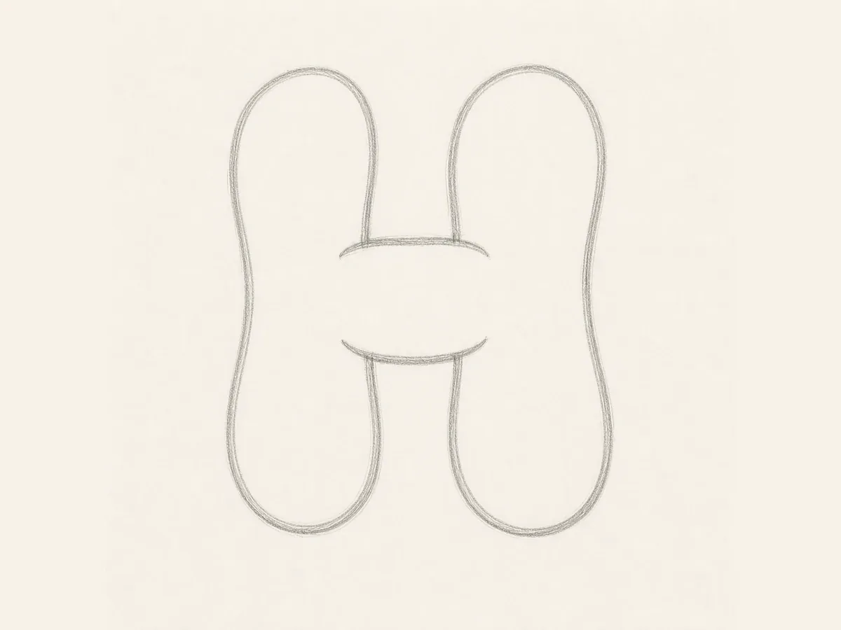 Shape the Letter H crossbar drawing step
