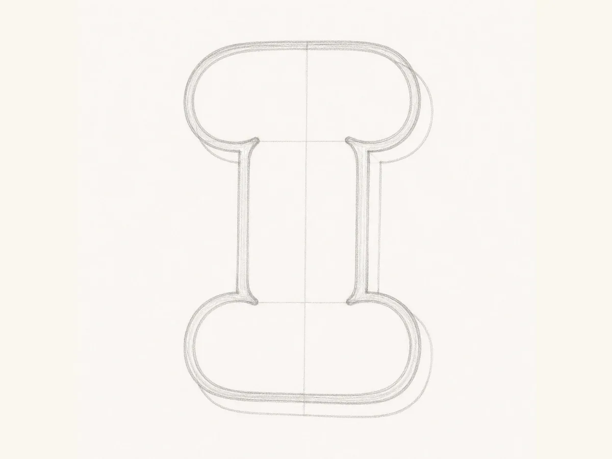 Refine the Letter I bars drawing step
