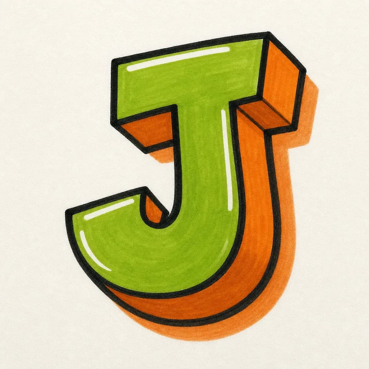 3D Letter J style reference