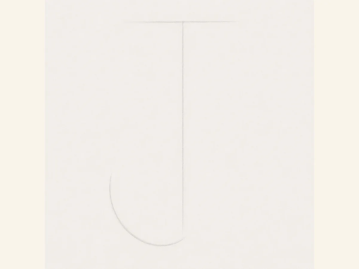 Sketch the Letter J skeleton drawing step