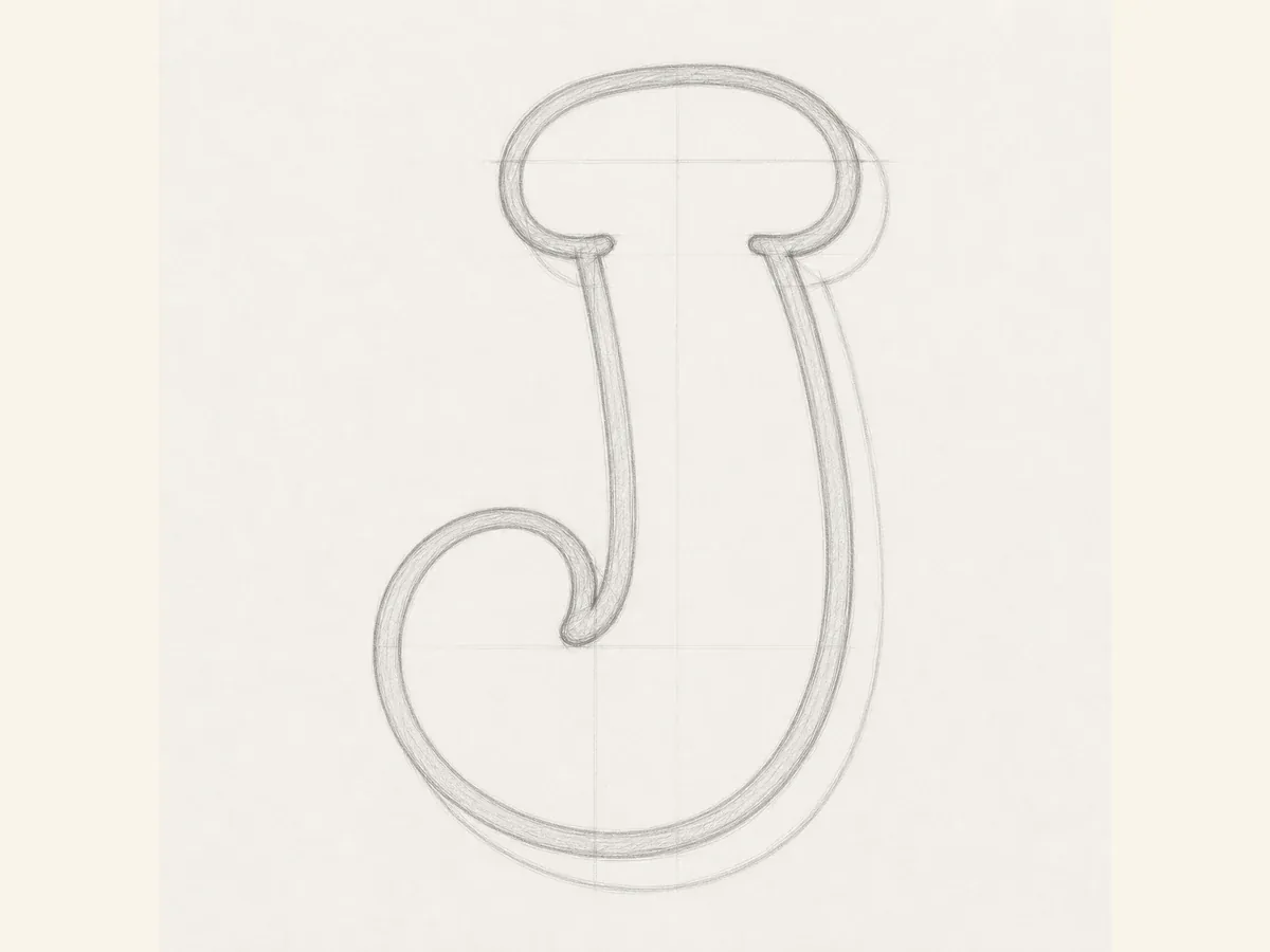 Refine the Letter J curve drawing step