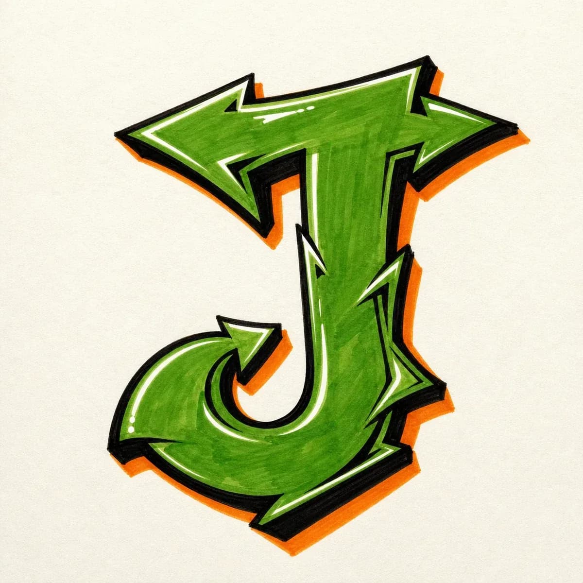 Wildstyle Letter J style reference
