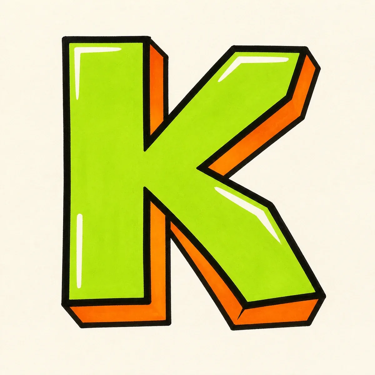 3D Letter K style reference