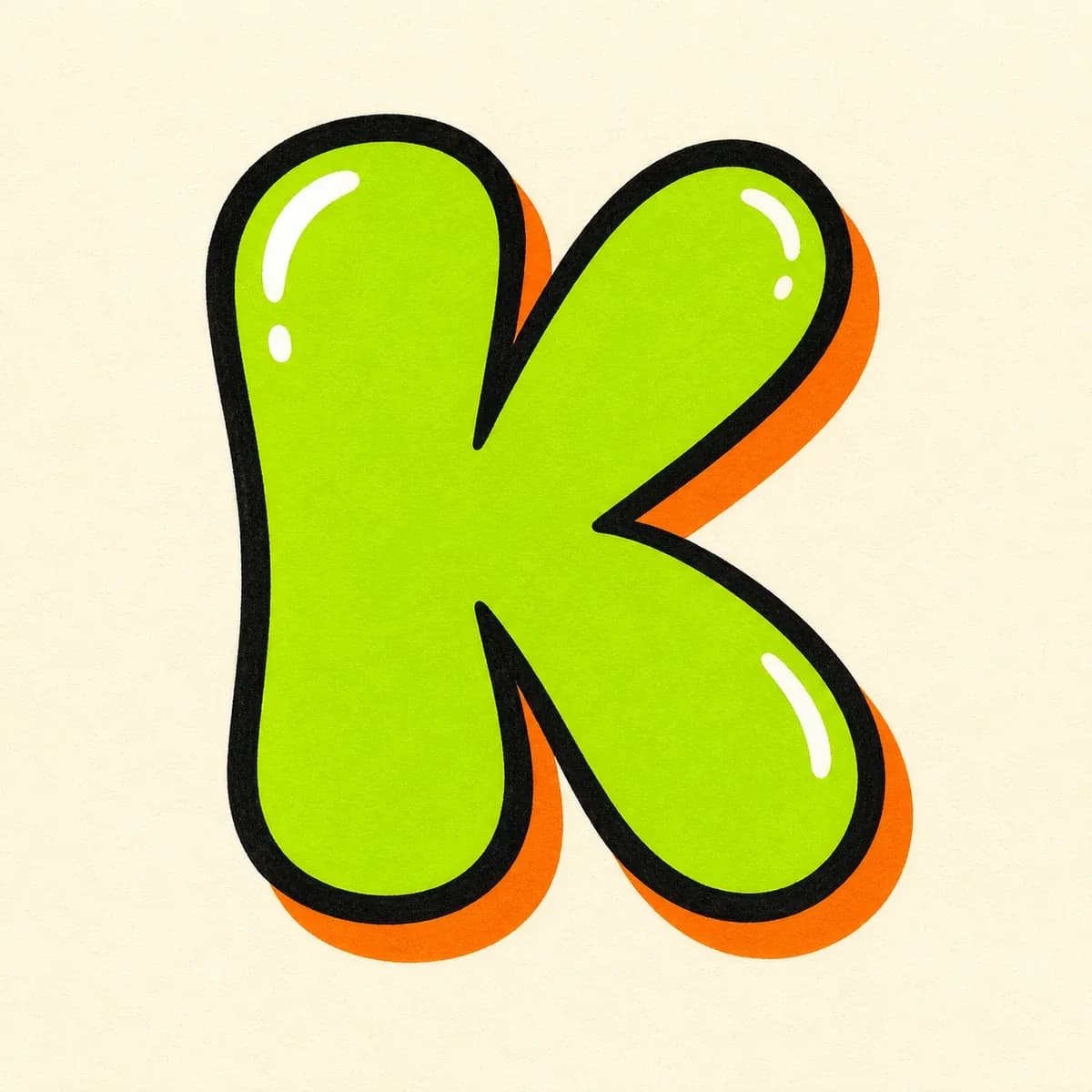 Bubble Letter K style reference