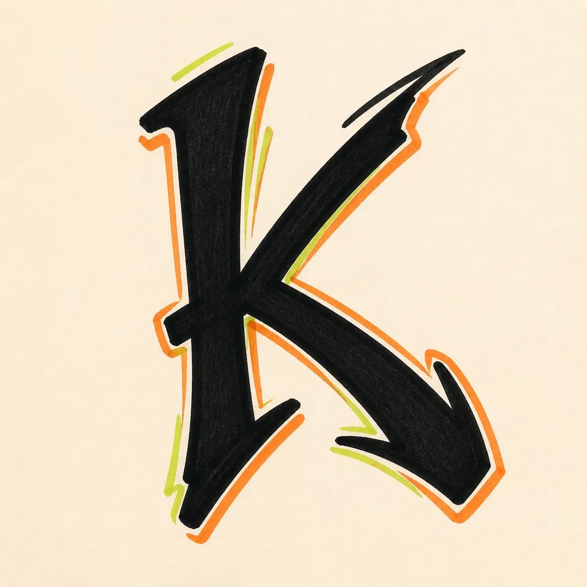 Tag / Handstyle Letter K style reference