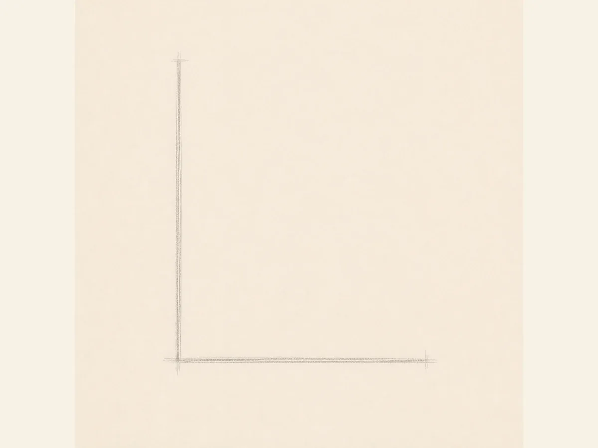 Sketch the Letter L skeleton drawing step
