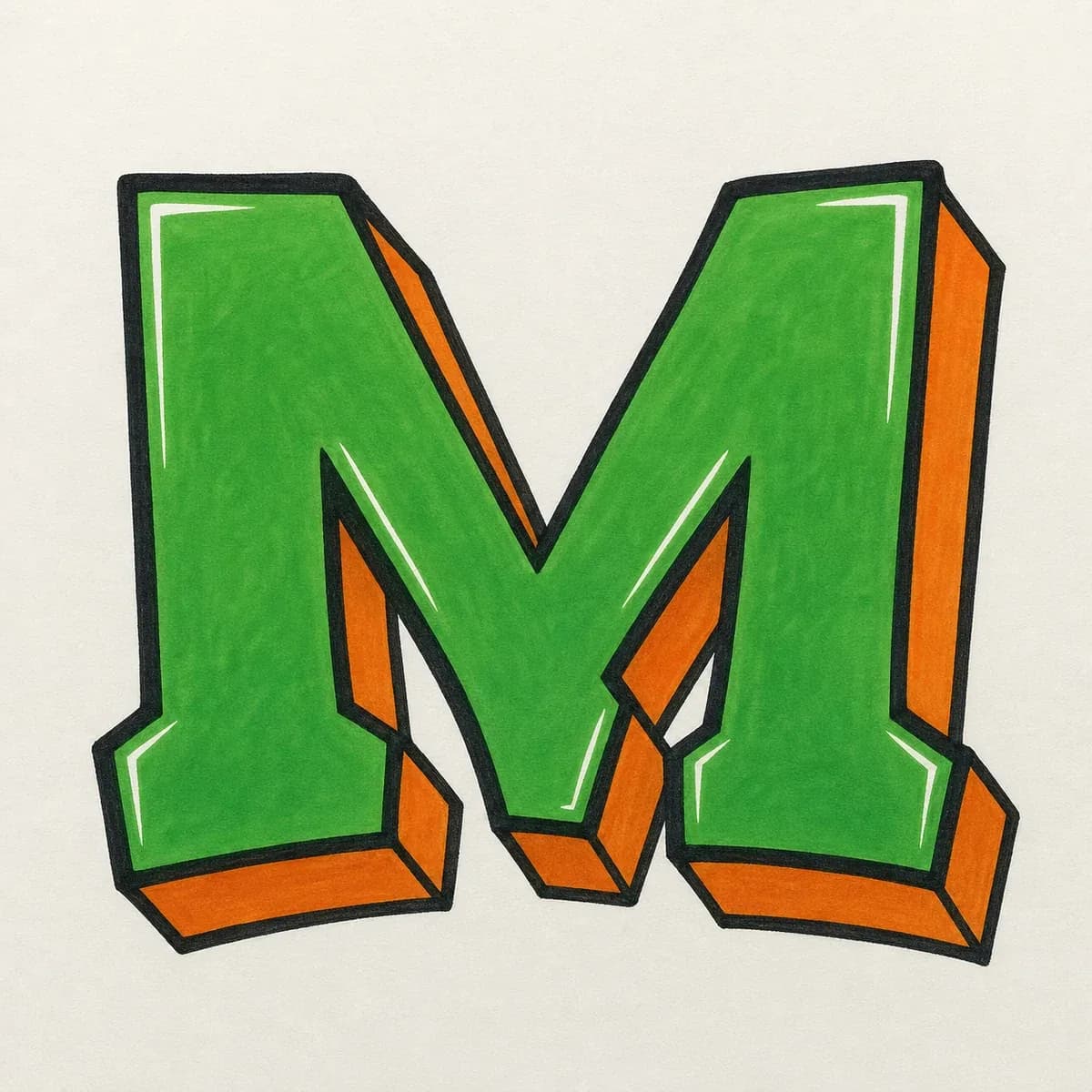 3D Letter M style reference