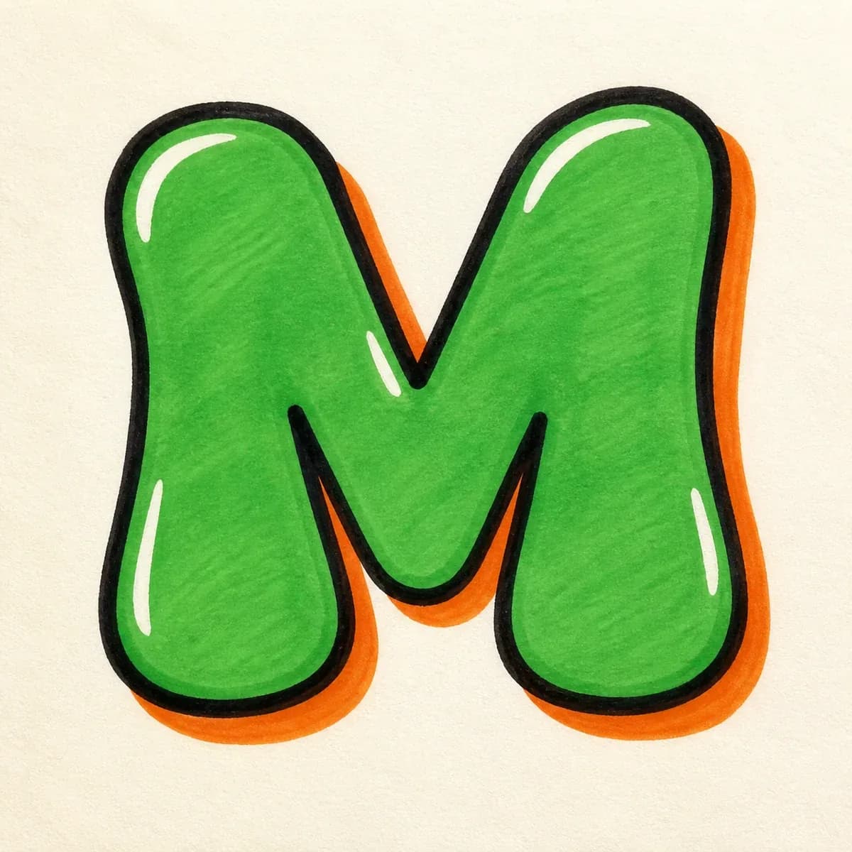 Bubble Letter M style reference