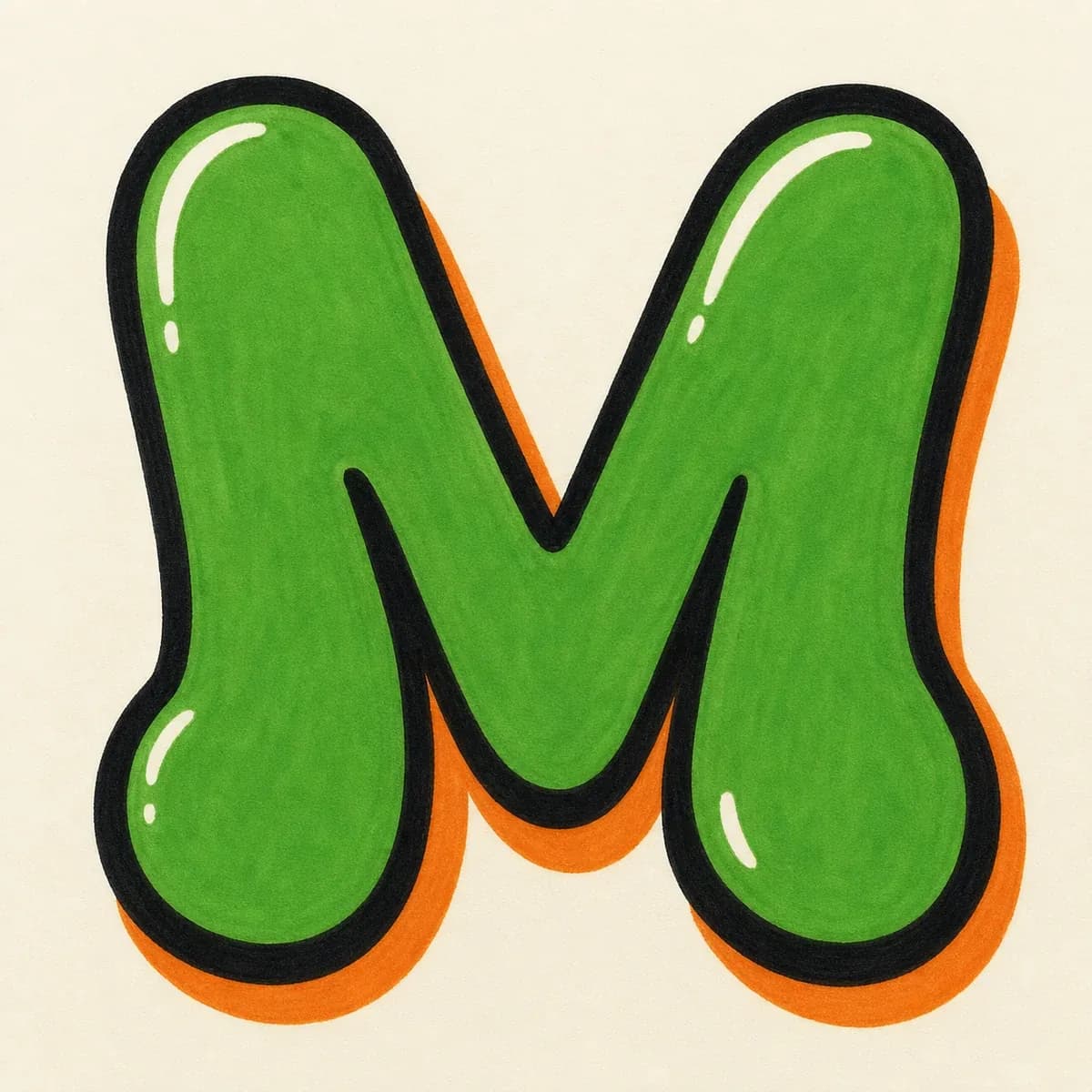 Throw-up Letter M style reference