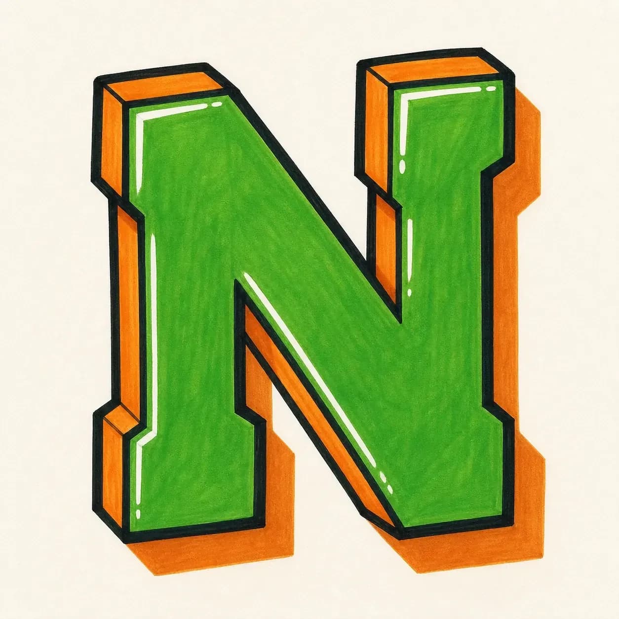 3D Letter N style reference