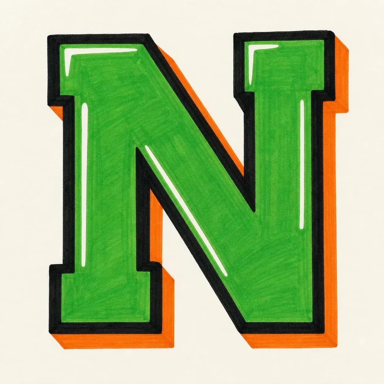 Block Letter N style reference