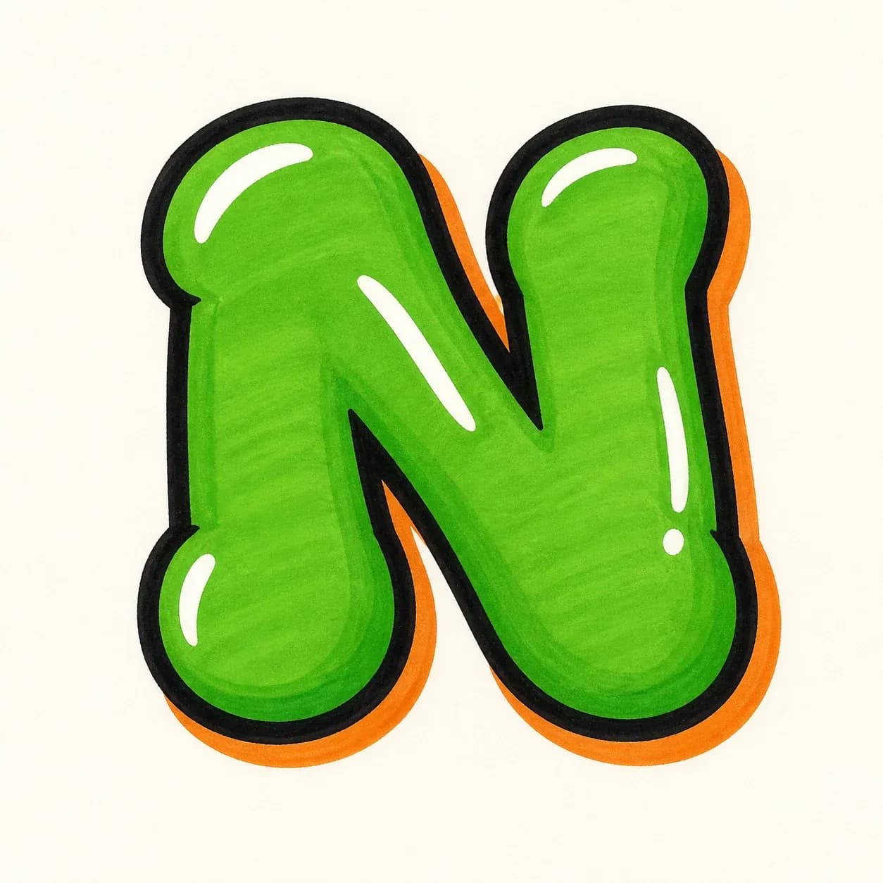 Bubble Letter N style reference
