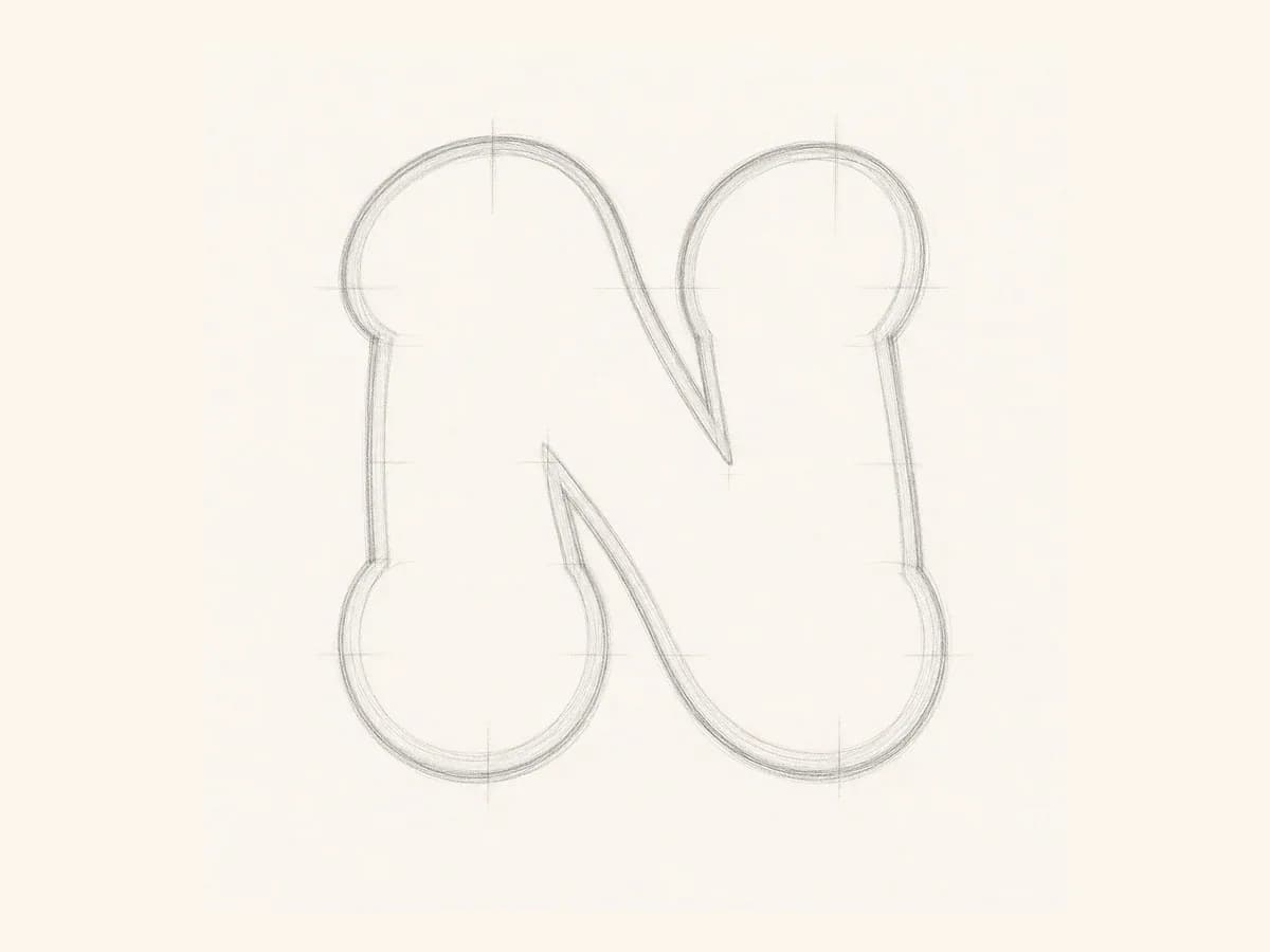 Refine the Letter N diagonal drawing step