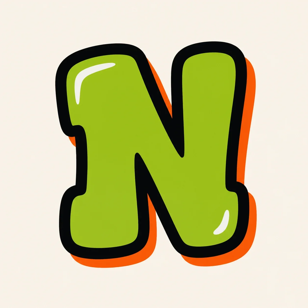 Uppercase graffiti letter N reference