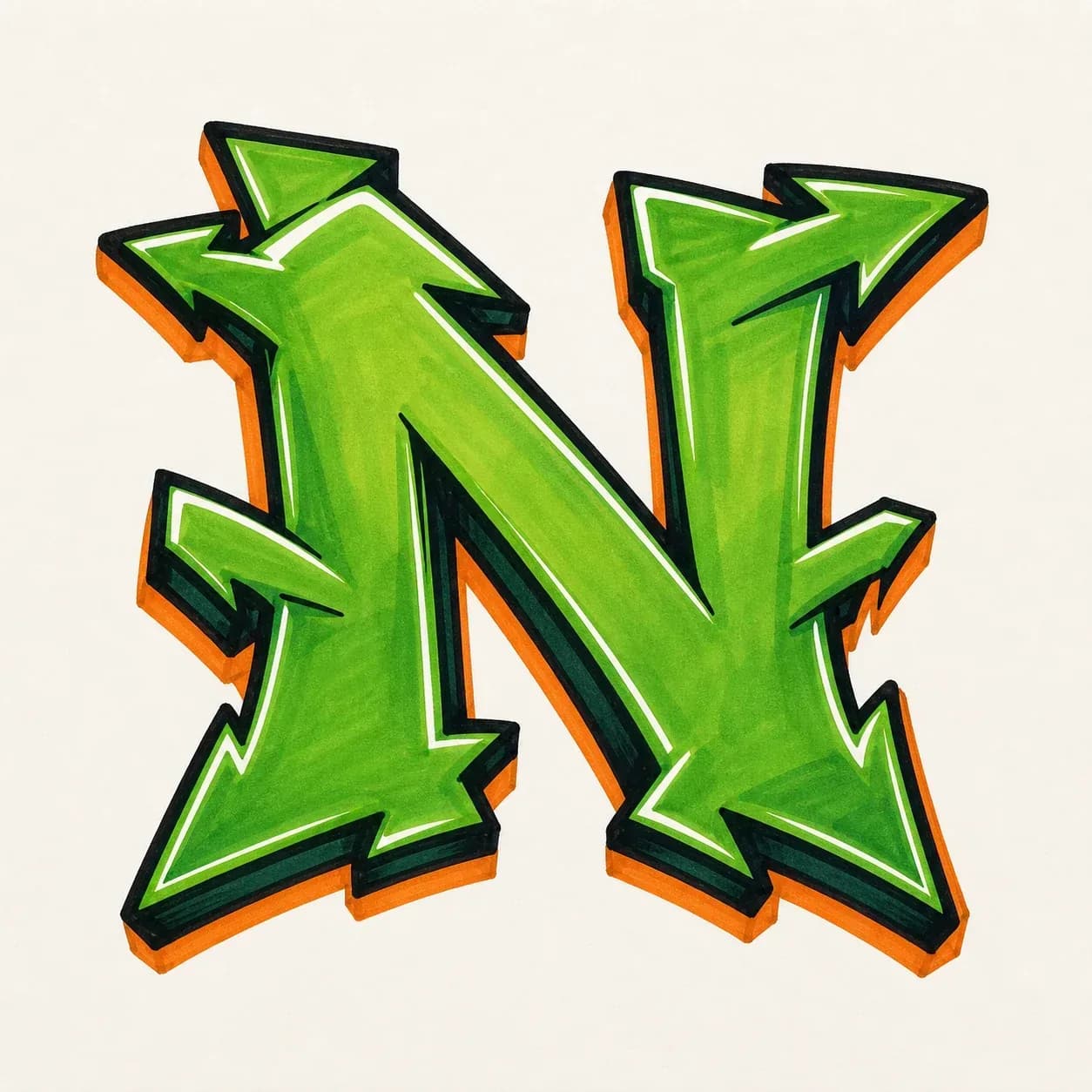 Wildstyle Letter N style reference