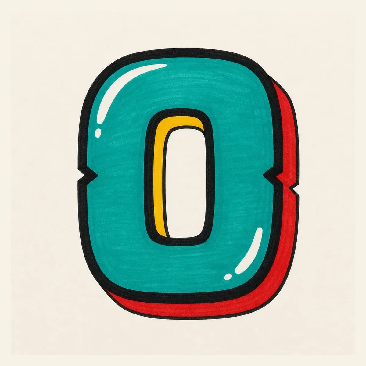 Block graffiti letter O with squared sides