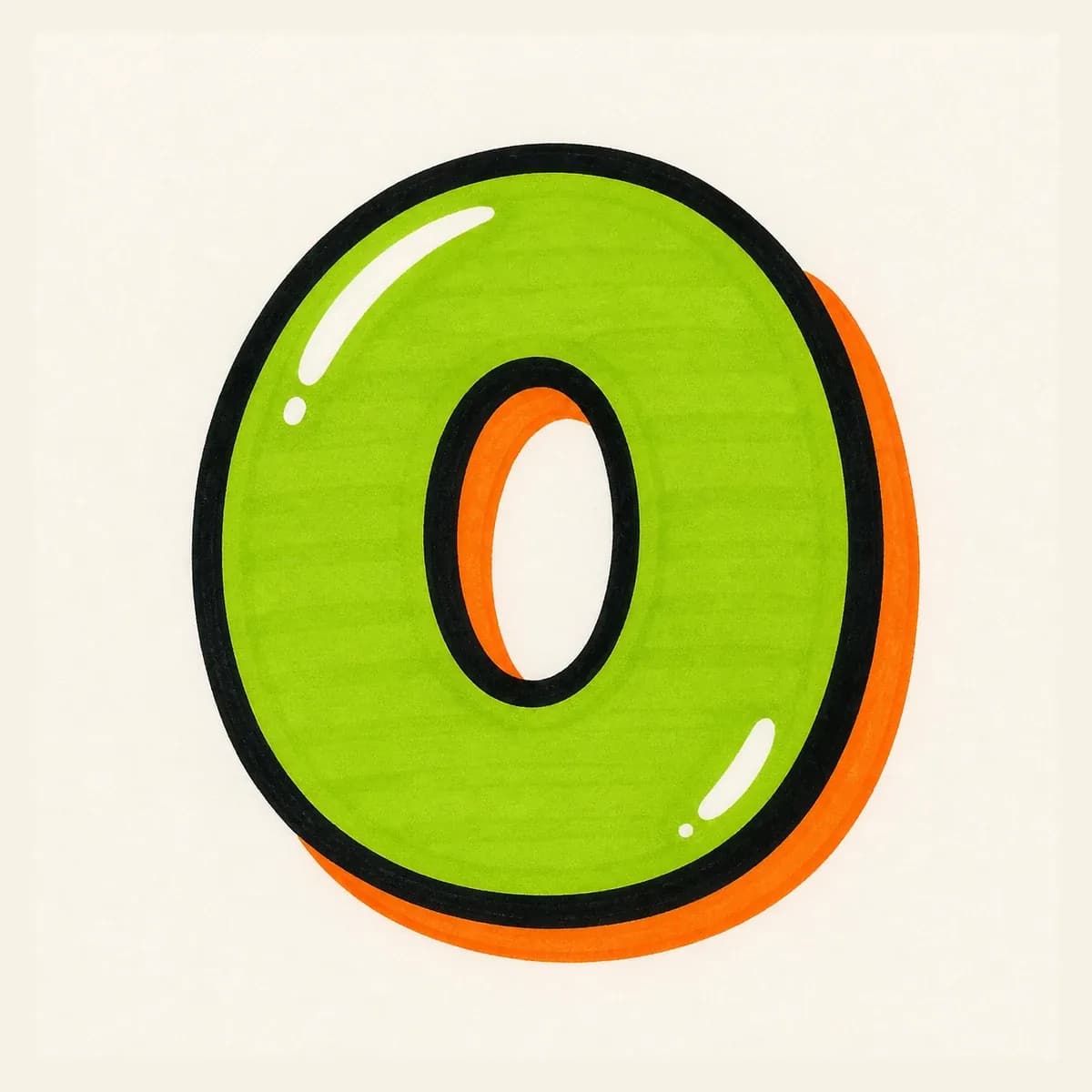 Bubble graffiti letter O with open center hole