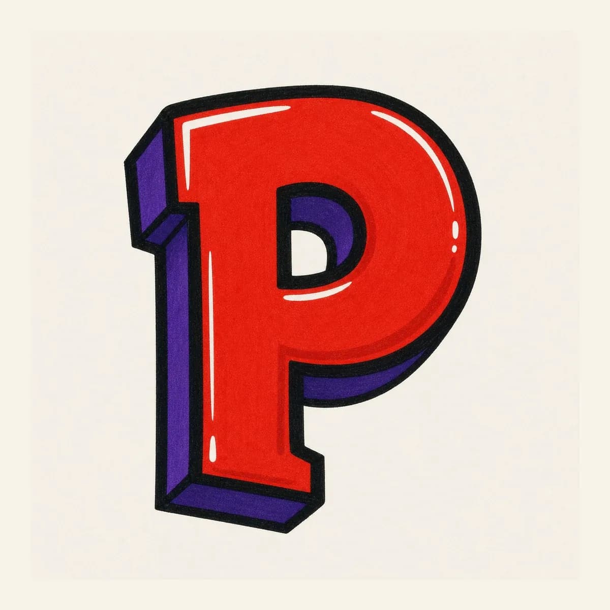 3D Letter P style reference