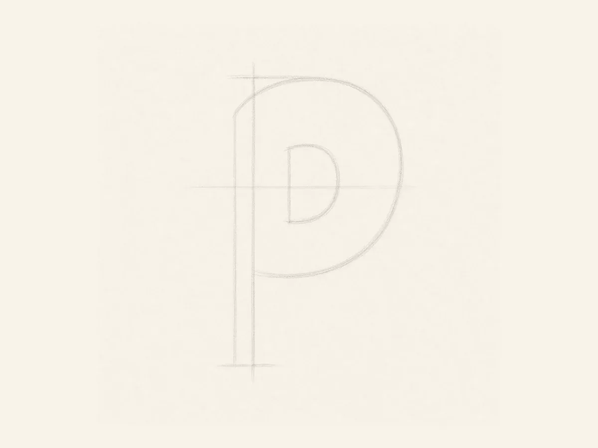 Sketch the Letter P skeleton drawing step