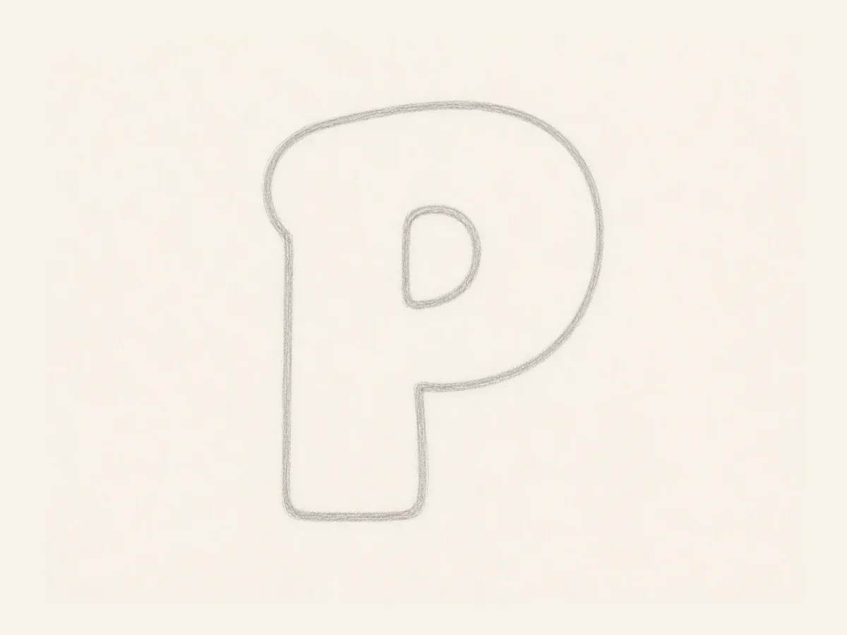 Thicken the Letter P stem drawing step