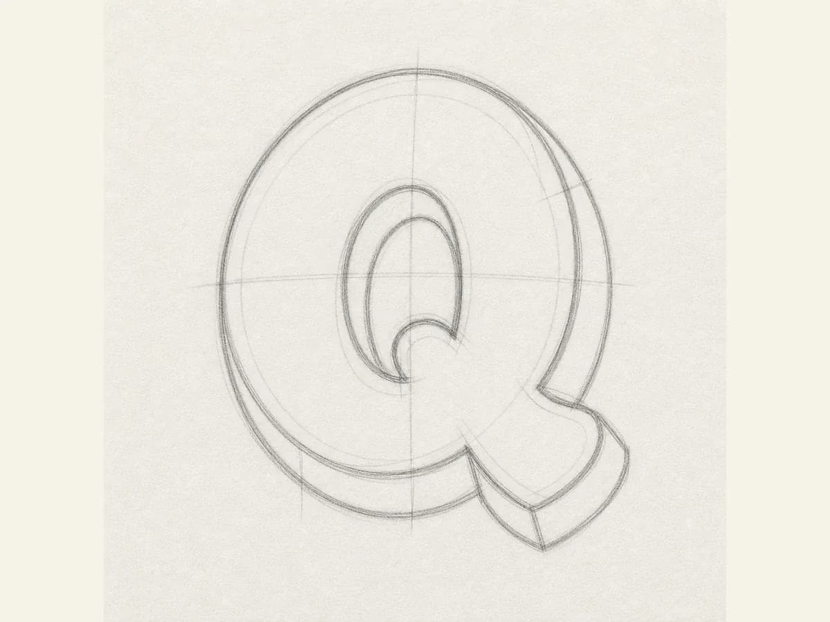 Set the Letter Q tail drawing step
